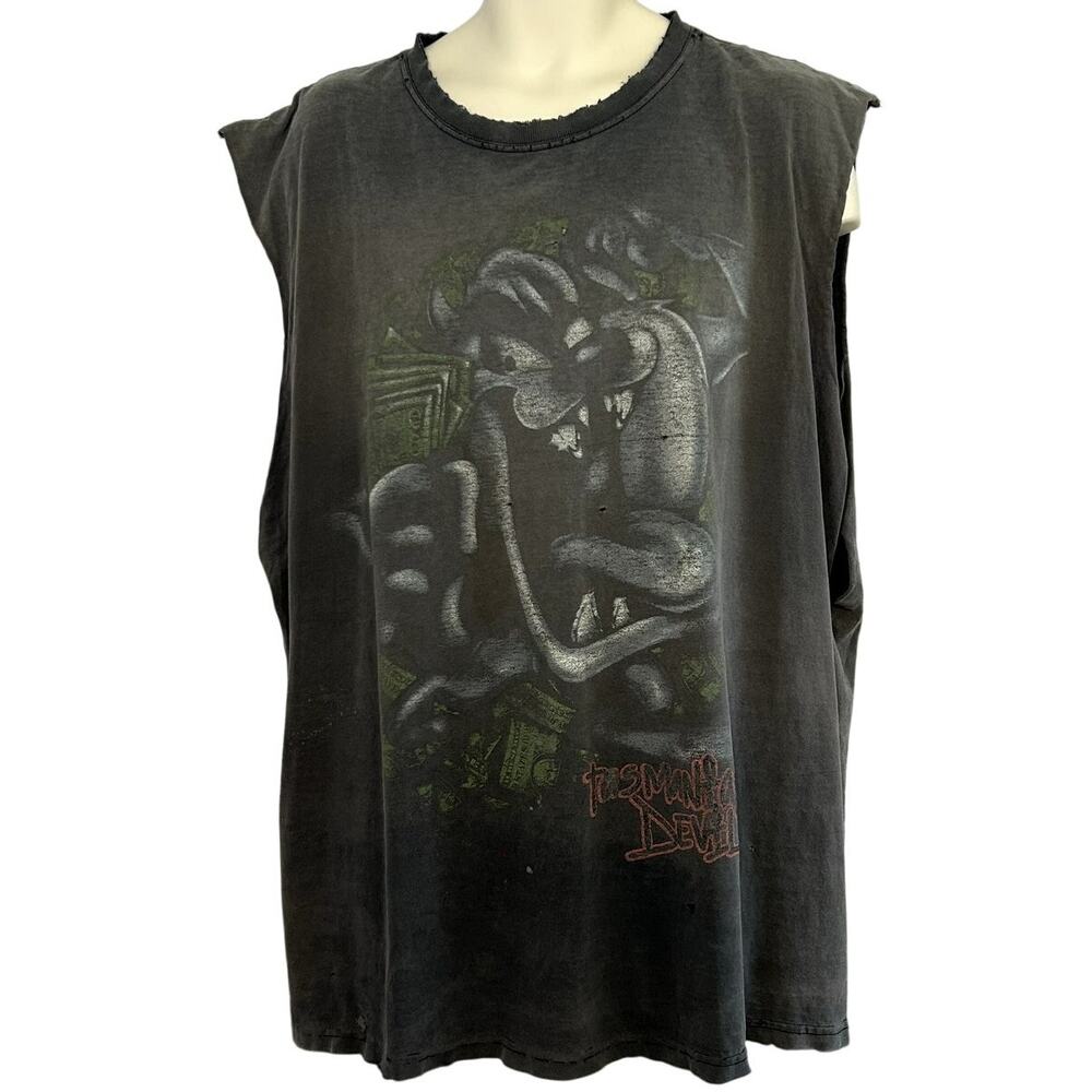VTG Looney Tunes TAZ XL Tasmanian Devil Bling Teeth Cutoff Graphic T Shirt